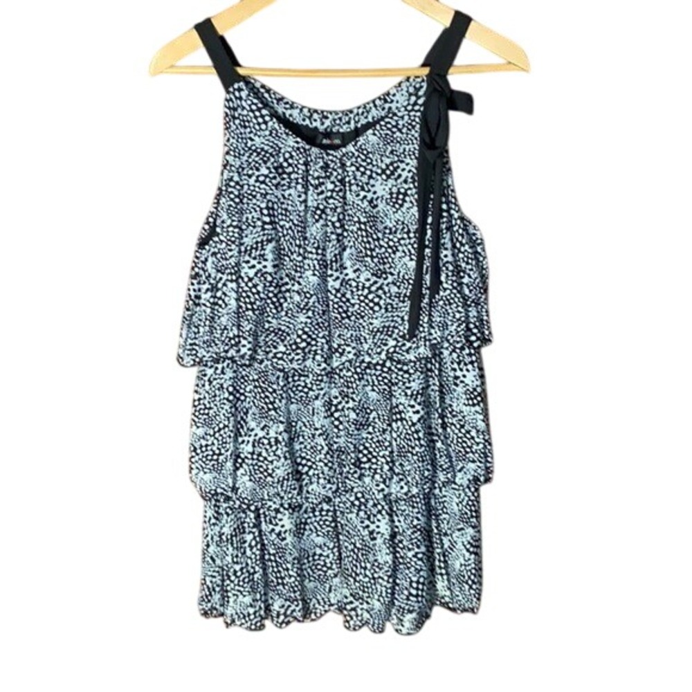 Style & Co. Women Sleeveless Tiered Black and White‎ Ruffle Top Size Medium